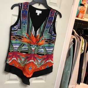 Sleeveless Tropical Blouse